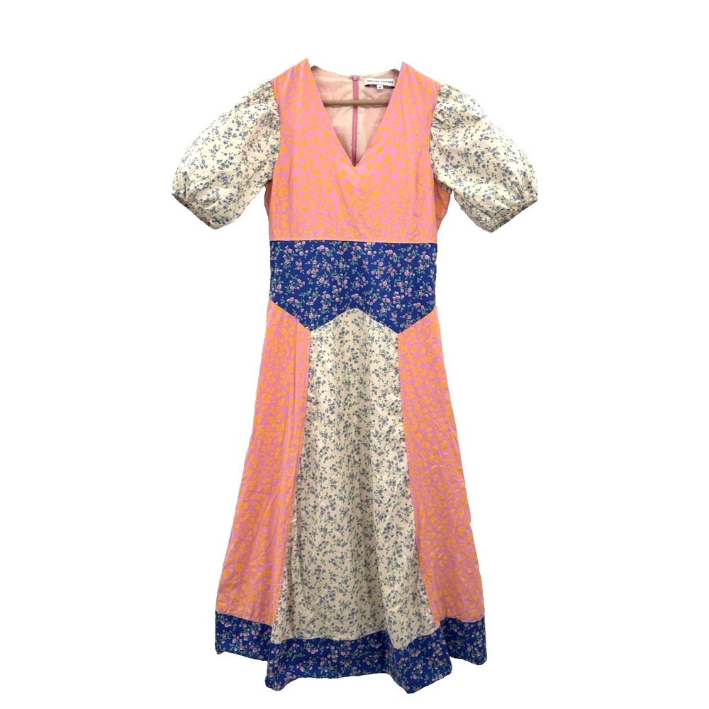 English Factory Mixed Print Cotton Maxi Dress M Country Patchwork Prairie Cottag